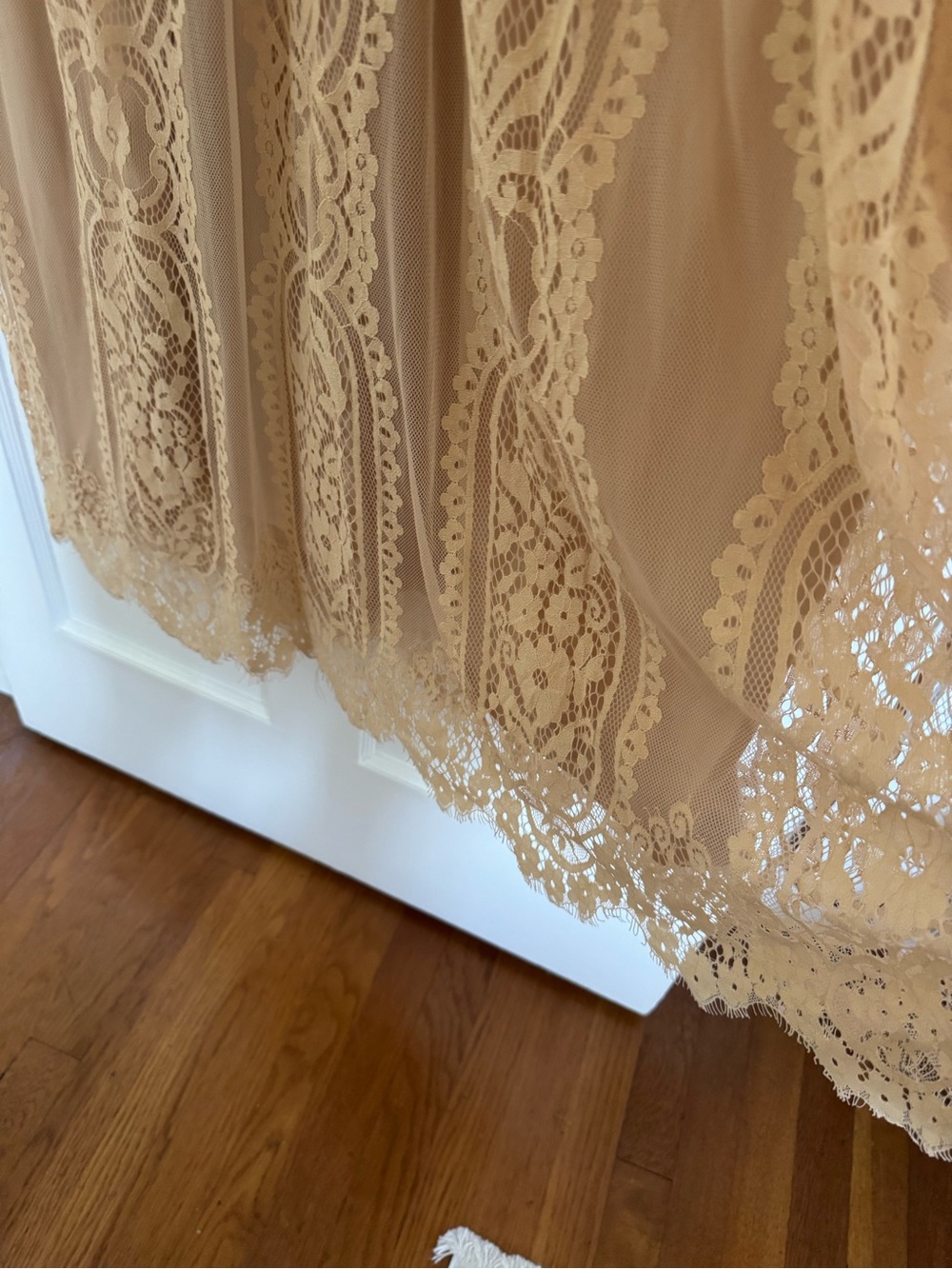 MEROKEETY - Beige Floral Lace Maxi Dress - Picture 7 of 9